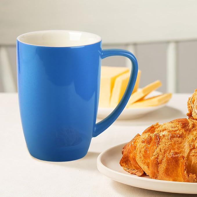 homEdge Porcelain Mug Set, 16 Ounces Cup for Tea, Latte, Mocha, Hot Chocolate, Set of 6, Blue