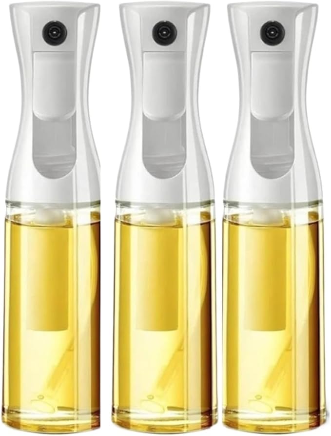 Oil Sprayer, 2PCS 200/300/500ml Oil Sprayer Bottle Kitchen Cooking Dispenser Fitness Fat Loss Camping BBQ Vinegar Sauce,for Kitchen, Air Fryer(200ml white-3pcs)