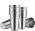 MEWAY Premium Stainless Steel Cups 24 oz Pint Cup Tumbler- Premium Metal Cups - Stackable Durable Cup，Chilling Beer Glasses, for Travel, Outdoor (16 Pack)