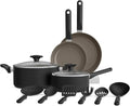 bella 12 Piece Cookware Set with EverGood™ Ceramic Nonstick Coating, Dishwasher & Oven Safe, All Stovetops Compatible, Tempered Glass Lids and Cool Touch Handles, Black