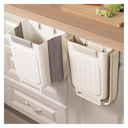 Collapsible Hanging Kitchen Trash Can Foldable Kitchen Trash Bin - Compact for Cabinets Drain, and Cupboards(Light Yellow)