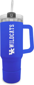 Campus Colors College & University 40 oz Travel Tumbler With Handle - Dual Option Lid With Straw - Vacuum Insulated Stainless Steel (Kentucky Wildcats - Royal)