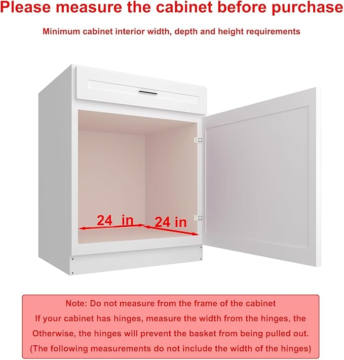 Wooden Pull out Cabinet Organizer 23" W x 21" D x 3.35" H, Heavy Duty Slide Out Drawers Pull-Out Home Organizers for Kitchen Cabinets