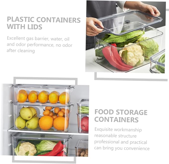 BESTOYARD Refrigerator Crisper Plastic Fridge Storage Bins Fridge Organization Bins Freezer Bins Clear Stackable Fridge Organizer Clear Fridge Fruit Containers The Pet Food Grade Storage Box