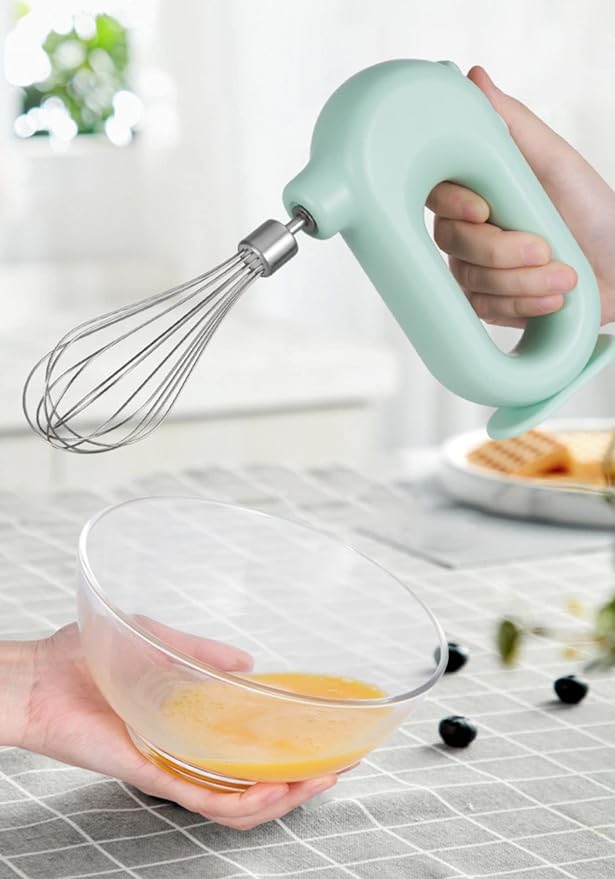 MINI Household Cordless Electric Hand Mixer,USB Rechargable Handheld Egg Beater with 2 Detachable Stir Whisks 4 Speed Modes,Baking At Home For Kitchen,Lightweight Portable(Pink)