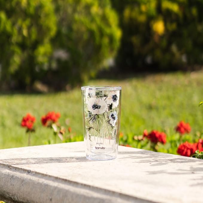 Tervis Kelly Ventura Floral Vista Crystal Collection White Wildflower Made in USA Double Walled Insulated Tumbler Travel Cup Keeps Drinks Cold & Hot, 16oz, White Wildflower