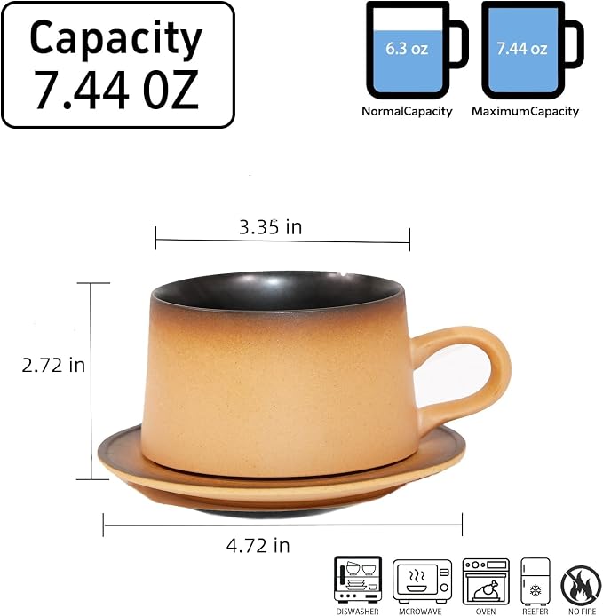 Ceramic Mug Set of 2, Coffee Mugs with Handle, 7.4 OZ Coffee Cups for Mother's Day,Thanksgiving Day, Gift for women, Dishwasher and Microwave Cups
