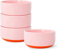 Stoneware Cereal and Soup Bowls Set of 4, 6-Inch Dual Glaze Ceramic Bowls for Breakfast & Oatmeal, Microwave and Dishwasher Safe, Pink