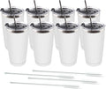 Amtidy 8 Pack 20oz Stainless Steel Tumbler with Lid, Powder Coated Vacuum Insulated Tumbler Cup, With straw and cleaning brushDouble Wall Coffee Tumbler, Powder Coated Travel Mug