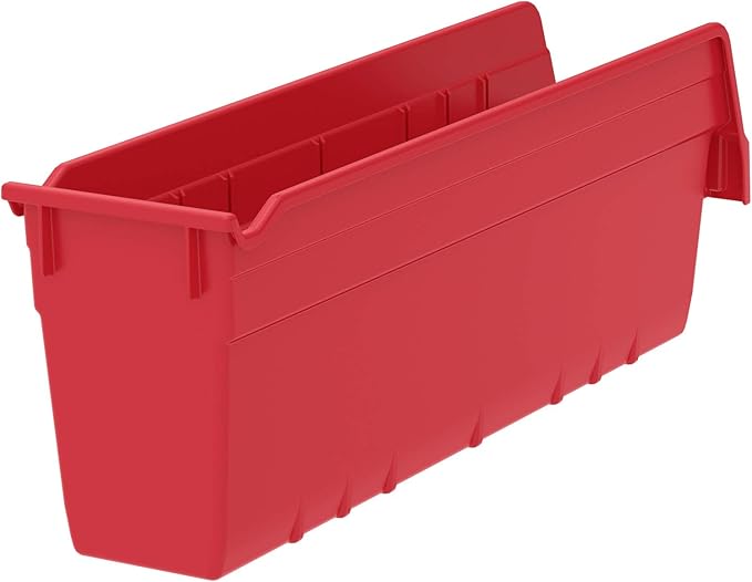 Akro-Mils Shelfmax Bins - 4-1/8"Wx17-5/8"Dx6"H - Red - Red - Lot of 8