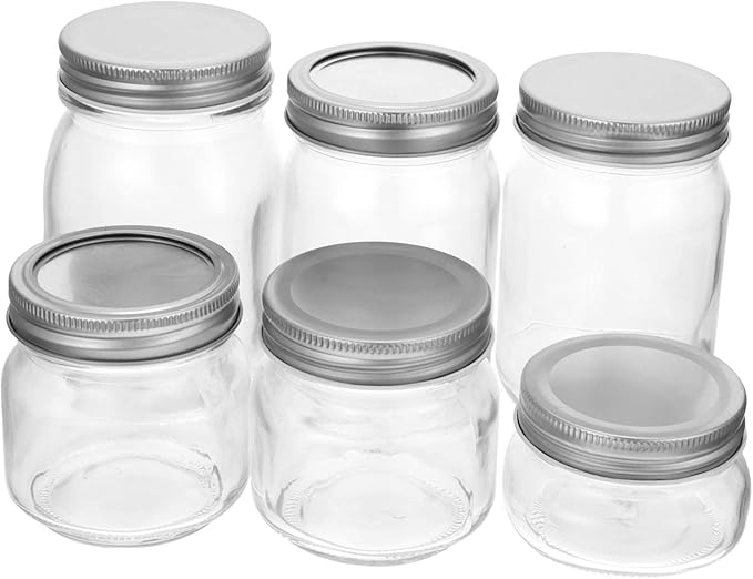 6pcs Assorted Sealing Jars with Airtight Lids Multi-functional Storage Containers for Canning Preserving and Meal Prep