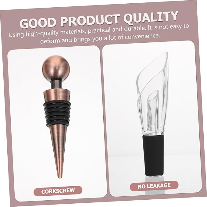LIFKOME 6pcs Twist Bottle Opener Wine Corkscrew Aerator Decanter Wine Stoppers