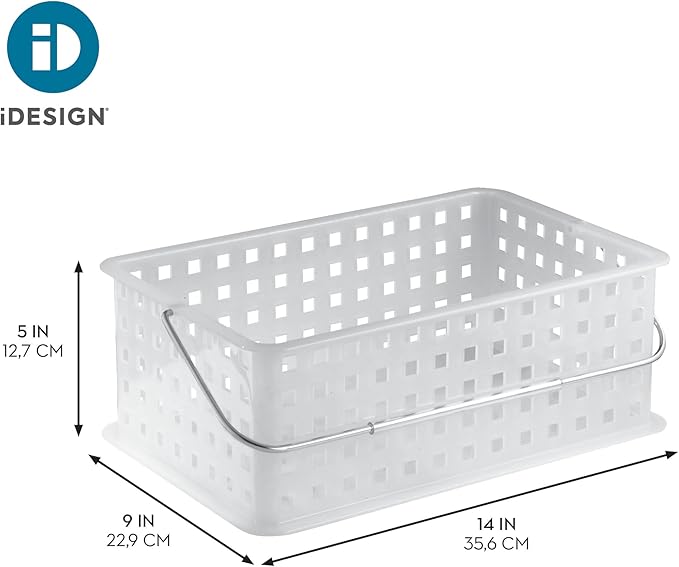 iDesign Portable Shower Caddy Basket for Dorm or Bathroom, Set of 3, Clear/Frost, Made in USA
