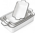 Ceramic Bakeware Set of 4, Deep Rectangular Casserole Dishes for Oven to Table, Non-Stick Lasagna Pans with Handles, Stackable Baking Pans for Family Dinners & Housewarming Gift
