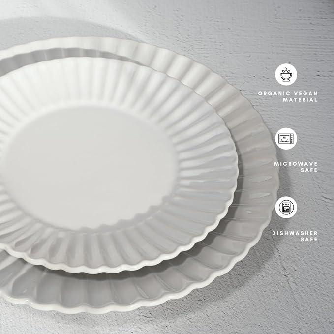 16 Piece Dinnerware Set Aruba (White Sand Dollar) Plates, Bowls, and Mugs Set for 4