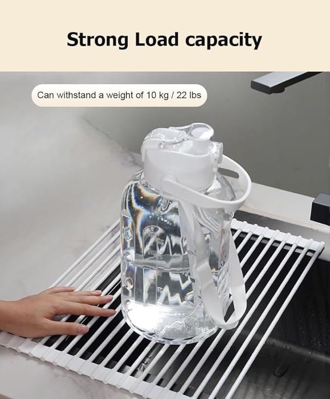 Roll Up Dish Drying Rack，Kitchen Silicone Wrapped Rolling Dish Drainer，Multipurpose Foldable Over The Sink Drying Mat, Heat-Resistant Anti-Slip Drainage Mat(Black,52x33cm/20.5x13.0in)