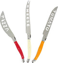 Laguiole 3-Piece Pizza, Tomato & Cheese Knife Set (Tuscan Sunset) - Stainless Steel Knife Set - Smooth Cut Pizza Cutter, Cheese Spreader & Tomato Knife - Dishwasher Safe Kitchen Knife Set