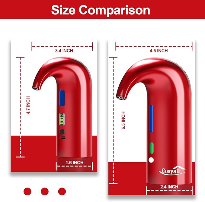 Electric Wine Aerator - One-Touch Automatic Decanter and Dispenser, Red & White Wine Pourer, Unique Gift for Wine Lovers (Red)