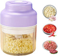 Electric Mini Garlic Chopper Set, 2026 New Small Garlic Chopper Mincer, Electric Food Chopper Tool, USB Rechargeable, Wireless Veggie Grinder, for Mashing Onion, Garlic, Chili, Ginger (Purple, 320ml)