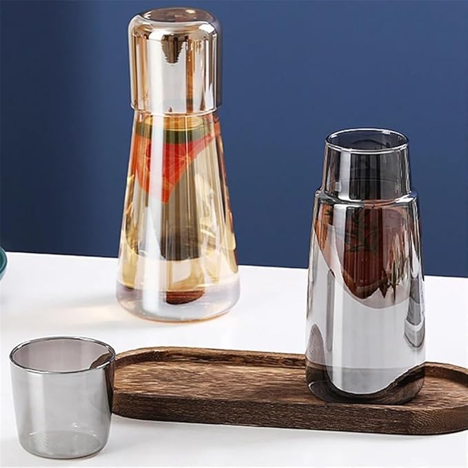 Pitcher 850ml Glass Teapot Set, Transparent Water Pitcher with Glass Cup for Hot and Cold Water, Teapot for Home Nightstand Water Pitcher(Brown)