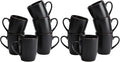 famiware Venus Coffee Mugs for 6, 14 oz Mug Set, Dringking Cup with Handle for Coffee, Tea, Cocoa, Milk, Matte Black (Pack of 2)