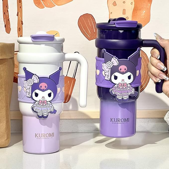 Kuromi Lolita Stainless Steel Insulated Tumbler with Lid, Straw & Handle 900ml