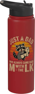Just A Dad Who Always Came Back With The Milk Raccoon Retro Stainless Steel Insulated Water Bottle