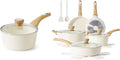 SENSARTE 14-Piece Ceramic Cookware Sets,Non toxic Healthy Non Stick Kitchen Cooking Set,1.5 Quart Sauce Pan with Lid, Induction Pot