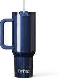 RTIC 40 oz Road Trip Tumbler Double-Walled Insulated Stainless Steel Portable Travel Coffee Mug Cup with Lid, Handle and Straw, Midnight Dust Metallic