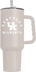 Logo Brands NCAA Kentucky Wildcats Sand 40 oz Tumbler with Handle - Stylish Everyday Use Powder Coated-Stainless Steel with Straw- Keeps Cold For Hours