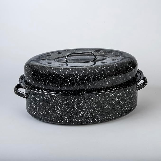 Granite Ware – 19-Inch Covered Oval Roaster - Speckled Black