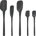 Tovolo Flex Core 5 Piece Silicone Spatula Set Heat Resistant All Silicone Utensils Include Non Stick Spatula Spoonula Jar Scraper, Dishwasher Safe BPA Free Spatulas for Baking Mixing, Black