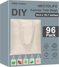 HECTOLIFE 6 I 12 I 24 I 48 Pack Canvas Tote Bags,Reusable Blank Canvas for Shopping Bags,Grocery Bags,DIY Gift Bags