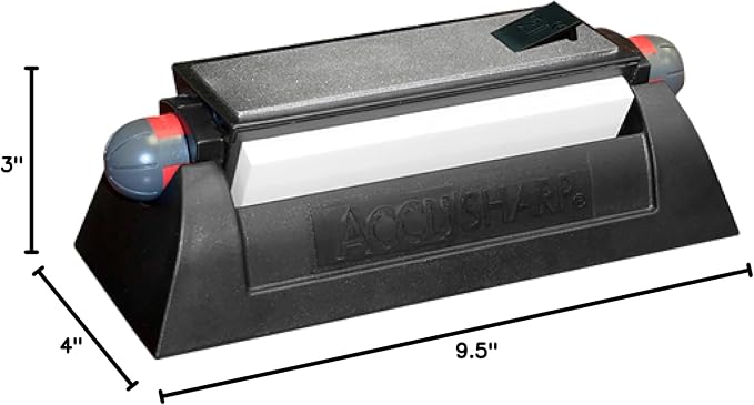 AccuSharp Deluxe Tri-Stone Knife & Tool Sharpening System Kit, Slip Resistant, Mountable Rubber-Grip Base, Quickly Sharpens, Restores, Repairs & Hones All Types of Blades & Knives, Diamond Coated