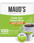 Maud's Decaf Donut Shop Coffee Pods, 100 ct, Decaffeinated Light Roast Coffee in Single Serve Pods – 100% Arabica Beans, Compatible with Keurig K Cups Maker