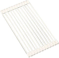 Silicone Non-Slip Dish Drying Rack, Drain Board Over the Kitchen Sink, Roll-Up Dish Rack Drainer, Rust-Resistant Drain Board(White,12 Short rods)