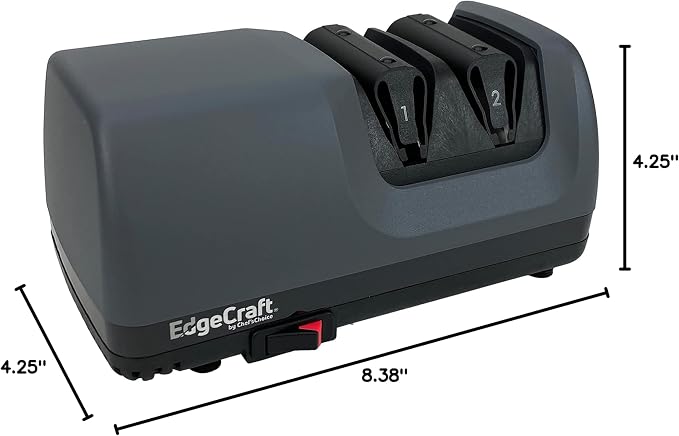 EdgeCraft E317 Electric Knife Sharpeners for 20-Degree Straight and Serrated Knives Diamond Abrasives Precision Angle Control, 2-Stage, Gray, (SHE317GY11)