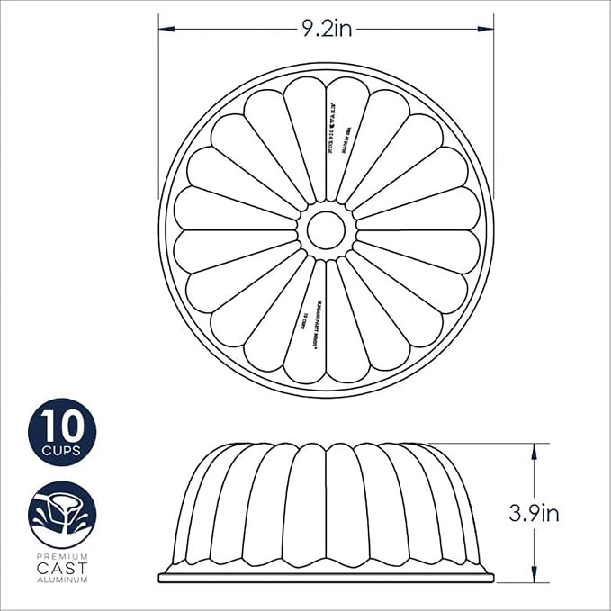 Nordic Ware Elegant Party Bundt Pan, 22.3 x 9.3 cm, Gold