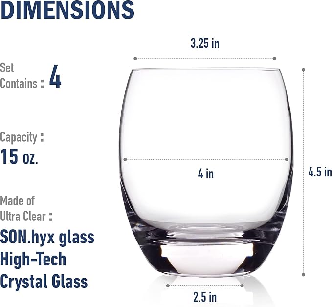 Luigi Bormioli Crescendo Double Old-Fashioned Glasses - Clear, Set of 4