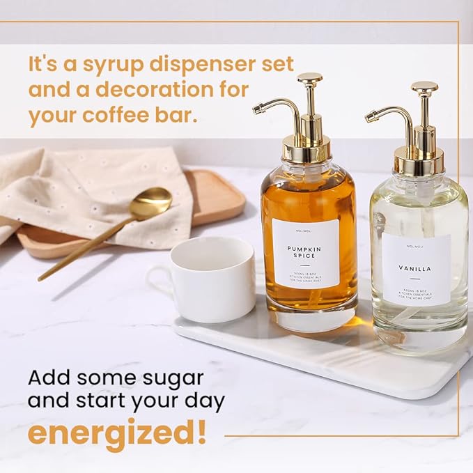 Gold Syrup Dispenser & Thin Oil Bottle