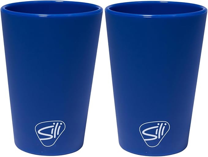 Silipint 1.5oz Silicone Shot Glasses – Pack of 2 Unbreakable, BPA-Free, Non-Toxic, Dishwasher & Freezer Safe Cups – Colored Shot Glasses for Cold Beverages, Cocktails, Travel, Party (Classic Blue)