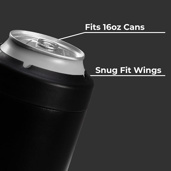 HydroJug Tall Can Cooler 16 oz, Stainless Steel Can Holder, Black