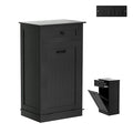 13 Gallons Tilt Out Trash Cabinet Hidden Trash Can Cabinet with Power Outlet, Pet Proof Garbage Can Cabinet with Storage for Kitchen,Living Room