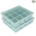 Baby Food Storage Silicone Cubes with Clip-On Lid Freezer Tray Baby Food Soups Purees Ice Safe Design Made in Korea(12cubes 1.5oz, Ocean Blue Set of 2)