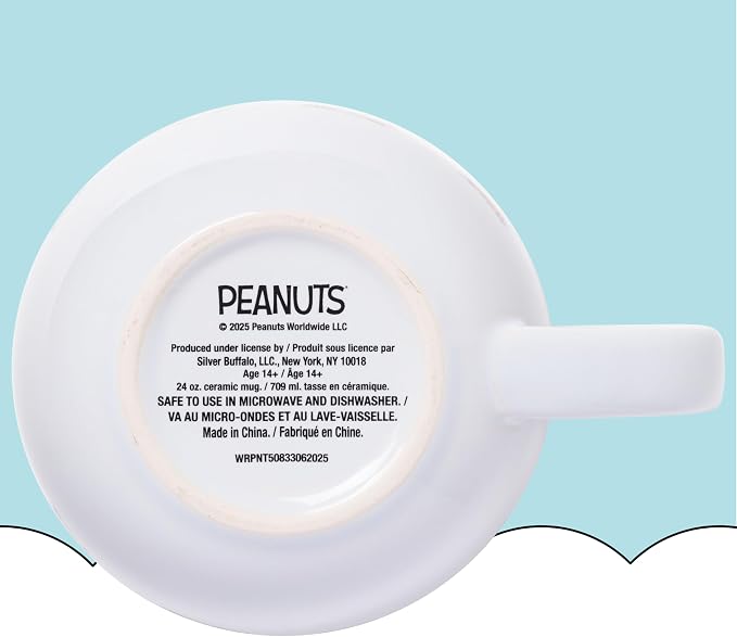 Silver Buffalo Peanuts Halloween Featuring Snoopy (Vampire), Woodstock (Vampire), Charlie Brown (Skeleton), Lucy (Witch), and Linus (Scarecrow) Ceramic Soup Mug, 24 Ounces