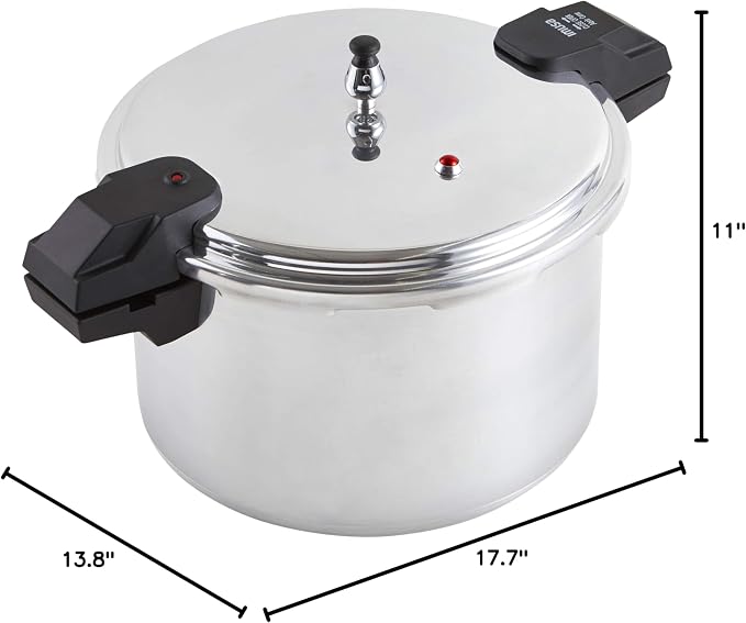 IMUSA USA A417-80807 16Qt Jumbo Stovetop Pressure Cooker with Regulator and Side Handles, Silver