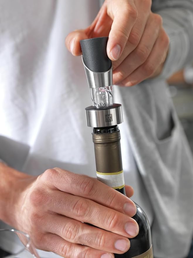 ZWILLING Sommelier All-in-One Wine Aerator, Decanter Pourer & Stopper, 18/10 Stainless Steel