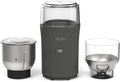 Martha Stewart Electric Coffee & Spice Grinder, Dual 2.5oz Removable Bowls, Storage Lids, Stainless Steel Blades, One Touch Pulse Control, 2-in-1 Compact, Beans & Spices, Herbs & Nuts, Caviar Gray