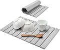 Stone Drying Mat for Kitchen Counter, LightGray 24"×16" Collapsible Fast Drying Dish Mats, Diatomaceous Earth Water Absorbing Mat for Dishes Bottles Cups