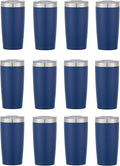 12 Ct of 20 Oz Two-Tone Himalayan Stainless Steel Tumbler with Lid – Navy Blue – Customizable Insulated Cups for Water, Coffee, Hot & Iced Drinks – Great for DIY, Events, Work